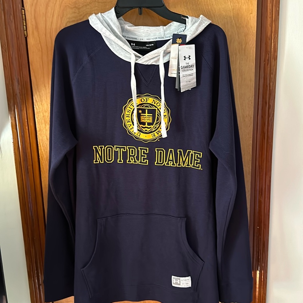 Under Armour Notre Dame Fighting Irish Navy Raglan Hooded Long Sleeve T-Shirt